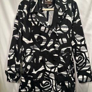 Black and White Abstract Women's Coat